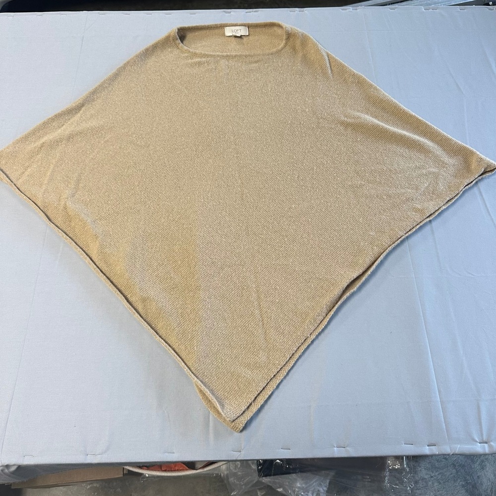 Loft Outlet Womens‎ Tan Camel Knit Poncho Sweater Asymmetric Boat Neck One Size